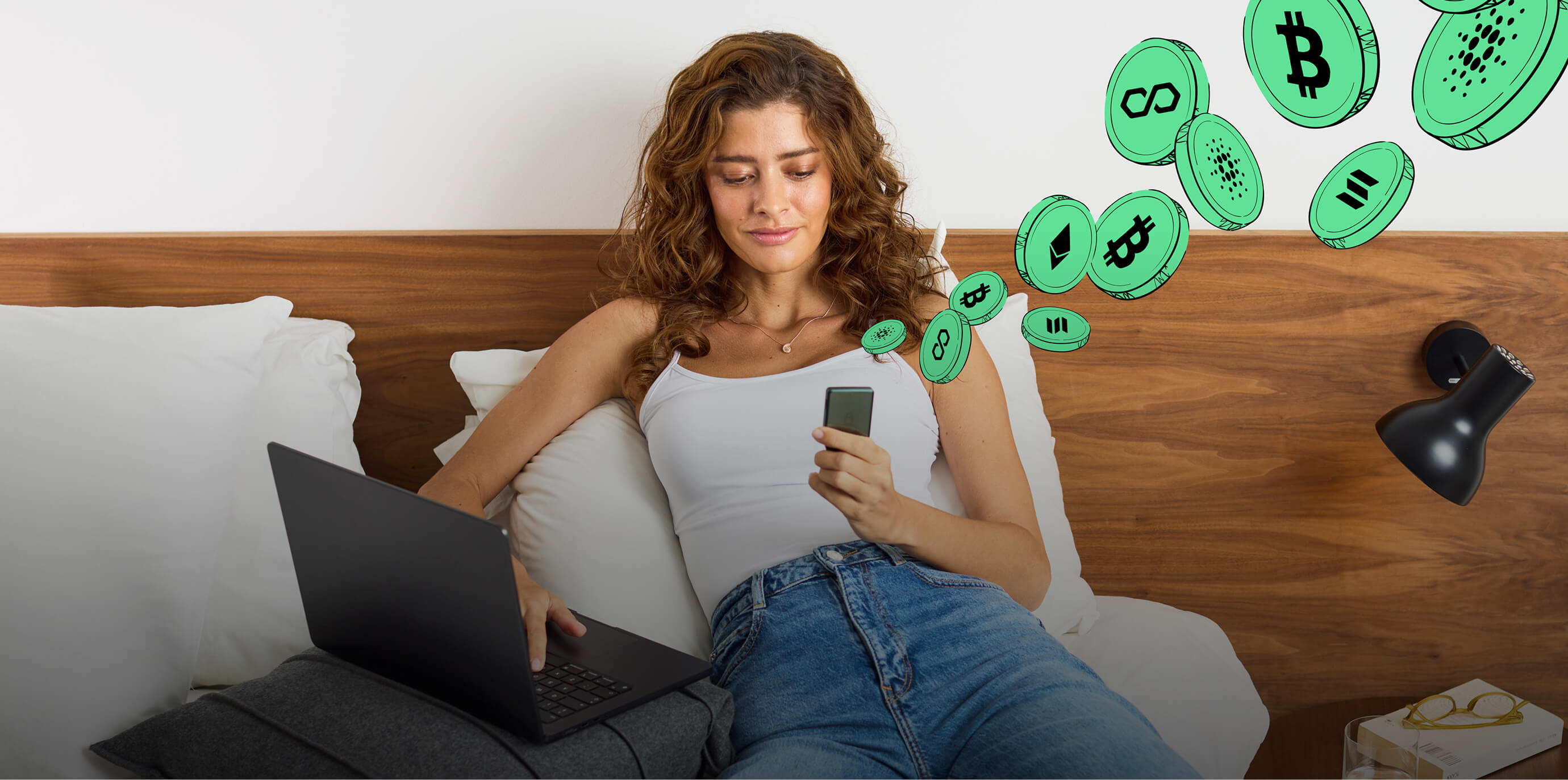 Seated woman looking at a Trezor safe 7.